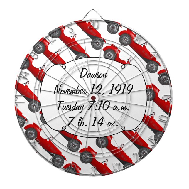 Boys Room Classic Car Gifts Sweet red Retro Car Dartboard (Front)