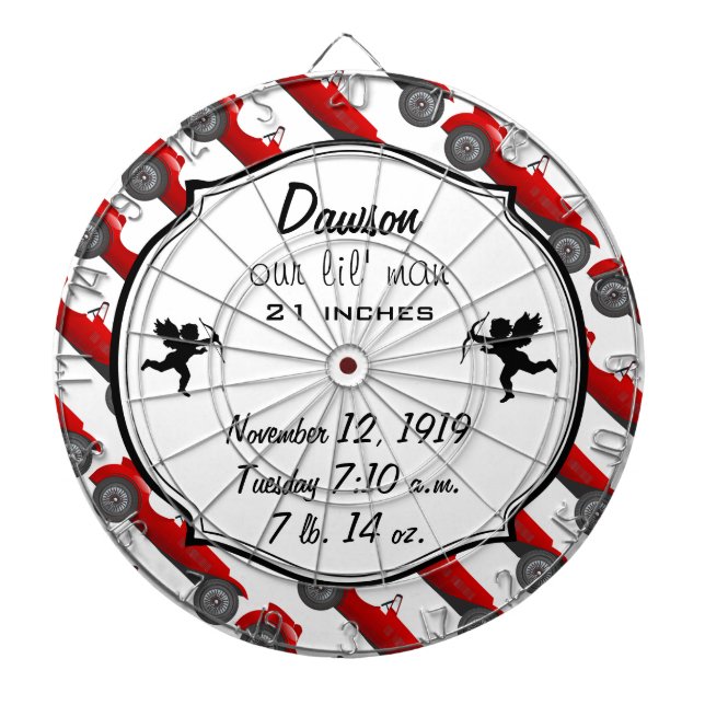 Boys Room Classic Car Gifts Sweet red Retro Car Dartboard (Front)