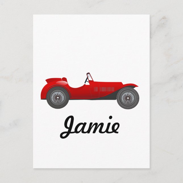 Boys Room Classic Car Gifts Sweet red Retro Car Postcard (Front)