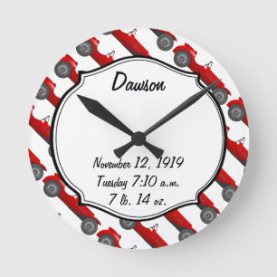 Boys Room Classic Car Gifts Sweet red Retro Car Round Clock