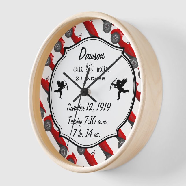 Boys Room Classic Car Gifts Sweet red Retro Car Wall Clock (Angle)