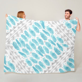 Boys Room Modern Abstract Feather Pattern Fleece Blanket