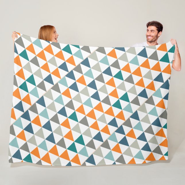 Boys Room Modern Abstract Triangle Pattern Fleece Blanket (In Situ)
