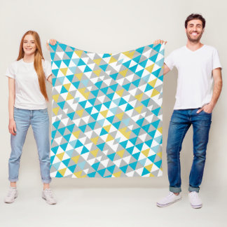 Boys Room Modern Blue Abstract Triangle Pattern Fleece Blanket