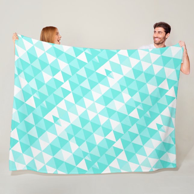 Boys Room Modern Mint Abstract Triangle Pattern Fleece Blanket (In Situ)