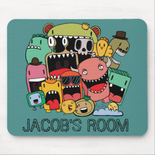 Boys Room Street Art Cute Monster Illustration Mouse Mat