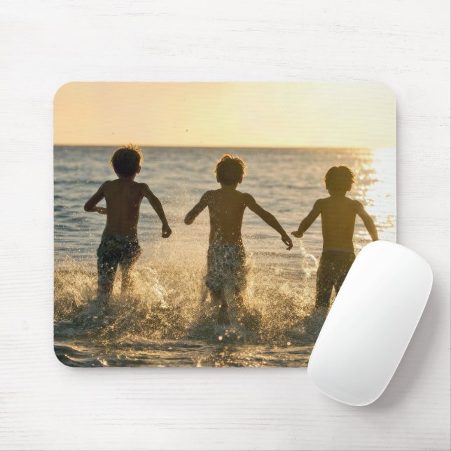 Boys Running into an Ocean Mouse Mat (With Mouse)
