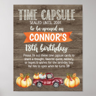 Boys Rustic Little Pumpkin Time Capsule Sign