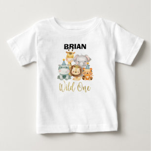 Boy's Safari Animal Wild One Birthday Shirt