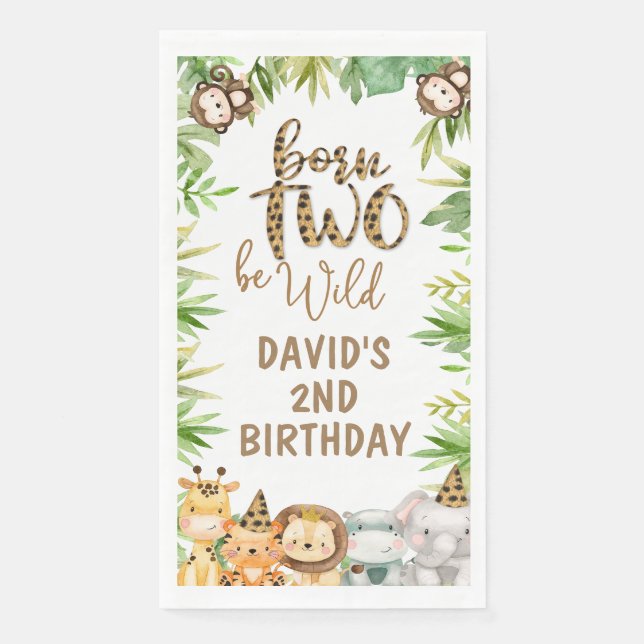 Boys Safari Animals Birthday  Guest Napkin (Front)