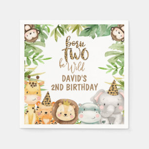 Boys Safari Animals Two Wild Birthday Small Napkin