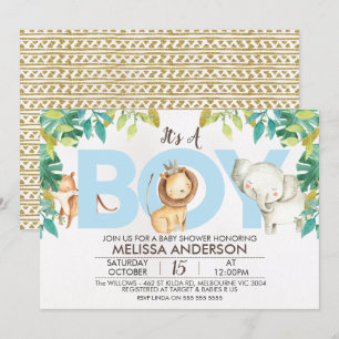 Boys Safari Jungle Baby Shower Invitation