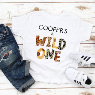 Boys Safari Print Wild One 1st Birthday   Toddler T-Shirt