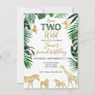 Boys Safari Two Wild Birthday Invitation