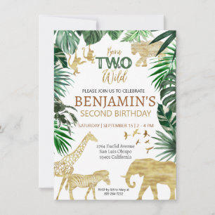 Boys Safari Two Wild Birthday Invitation