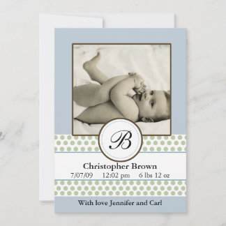 Boys Sage Dots Birth Announcement