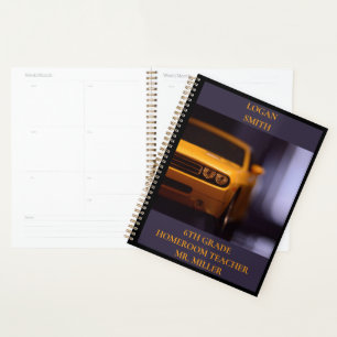 Boys School Class  Yellow Muscle Car Planner
