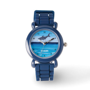 Boys Shark Ocean Fish Cute Modern Blue Kids Watch