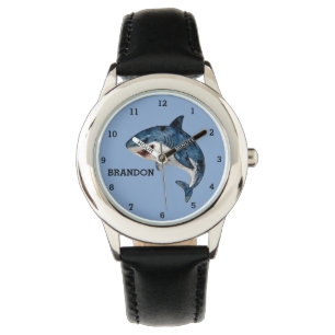 Boys Shark Ocean Fish Cute Modern Blue Kids Watch