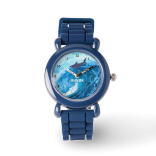 Boys Shark Ocean Fish Cute Modern Blue Kids Watch