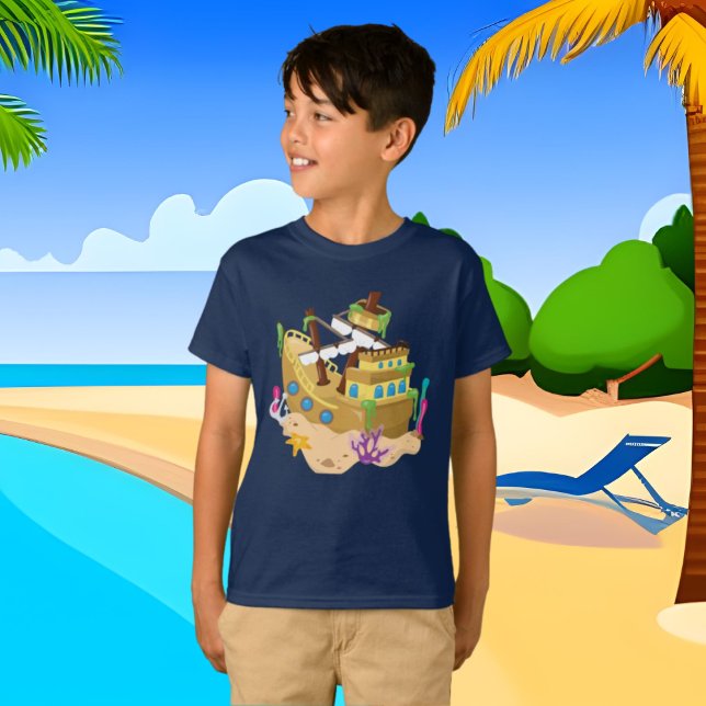 Boys shipwreck fun beach t-shirt (Creator Uploaded)