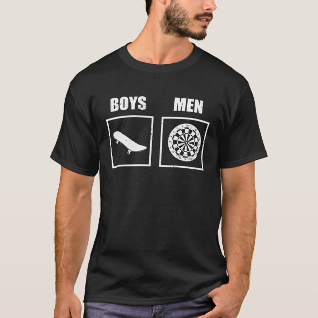 Boys Skateboard Men Dartboard Dart Player Darts Tr T-Shirt (Front)