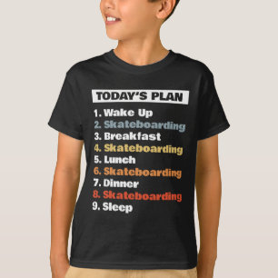 Boys Skater Today's Plan Skateboarding Skateboard T-Shirt