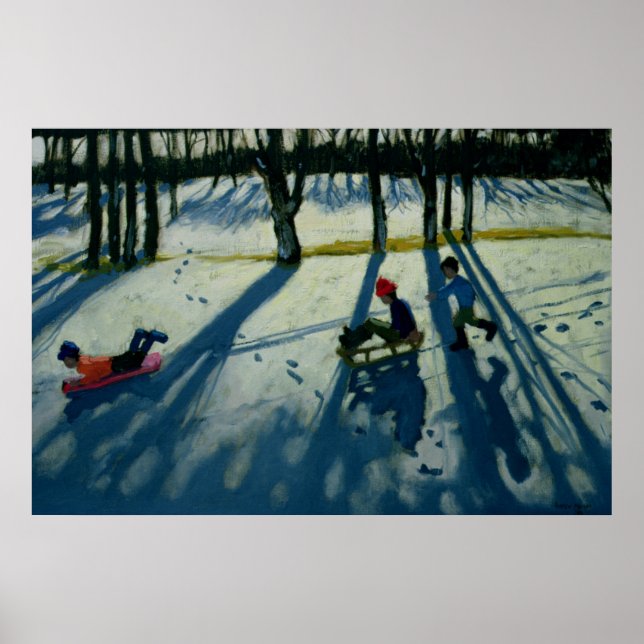 Boys Sledging Allestree Park Derby Poster (Front)