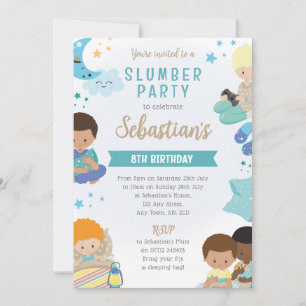 Boys Sleepover Invitation – PJs, Pillows & Gaming