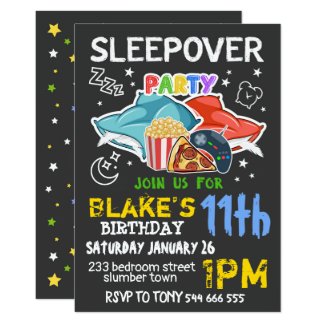 Boys Sleepover Invitation - SLEEPOVER BIRTHDAY