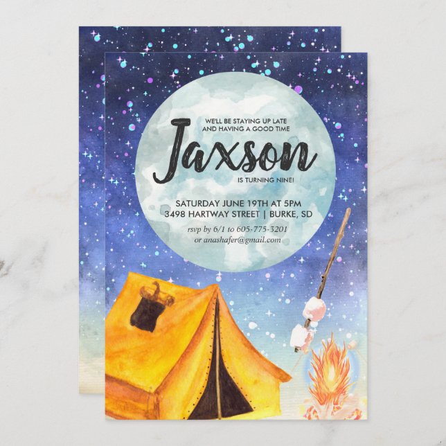 Boys Sleepover Party Invitation (Front/Back)