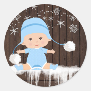 Boys Snowflake Baby Shower Stickers