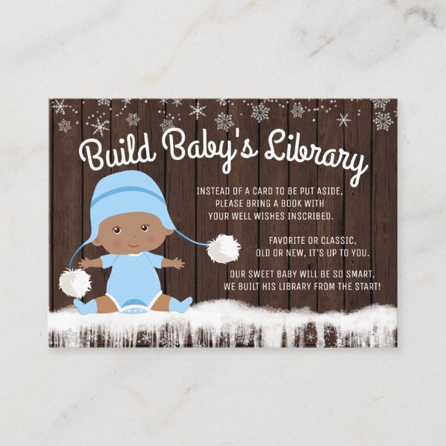 Boys Snowflake Bring a Book Baby Shower Cards (Front)