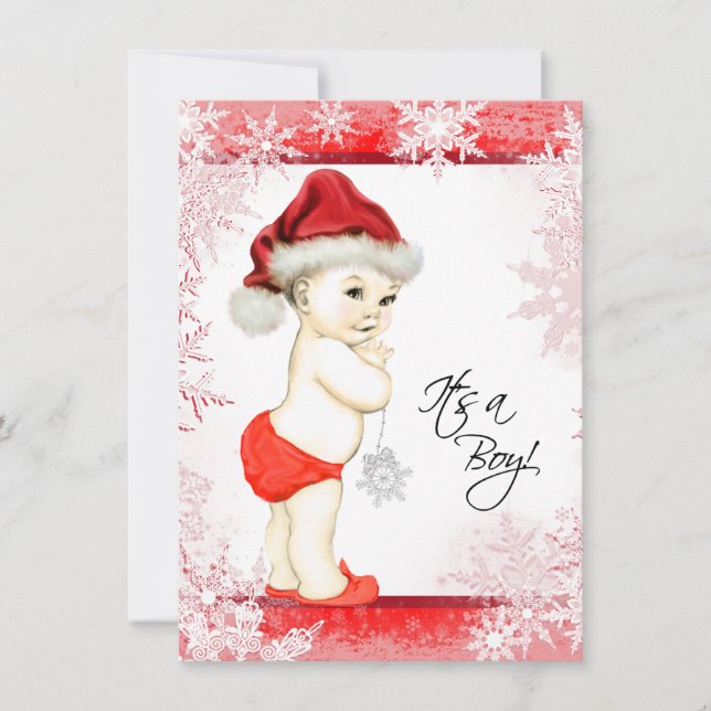 Boys Snowflake Christmas Baby Shower Invitation (Front)