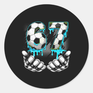 Boys Soccer 67 6 7 Six Seven Meme Funny Gen Alpha Classic Round Sticker