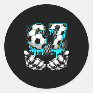 Boys Soccer 67 6 7 Six Seven Meme Funny Gen Alpha Classic Round Sticker