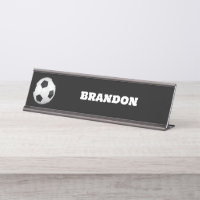 Boys Soccer Ball Black Stylish Custom Name Kids