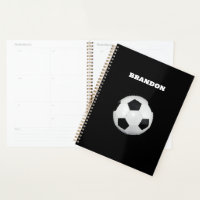Boys Soccer Ball Black Stylish Custom Name Kids