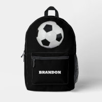 Boys Soccer Ball Black Stylish Custom Name Kids