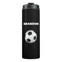 Boys Soccer Ball Black Stylish Custom Name Kids