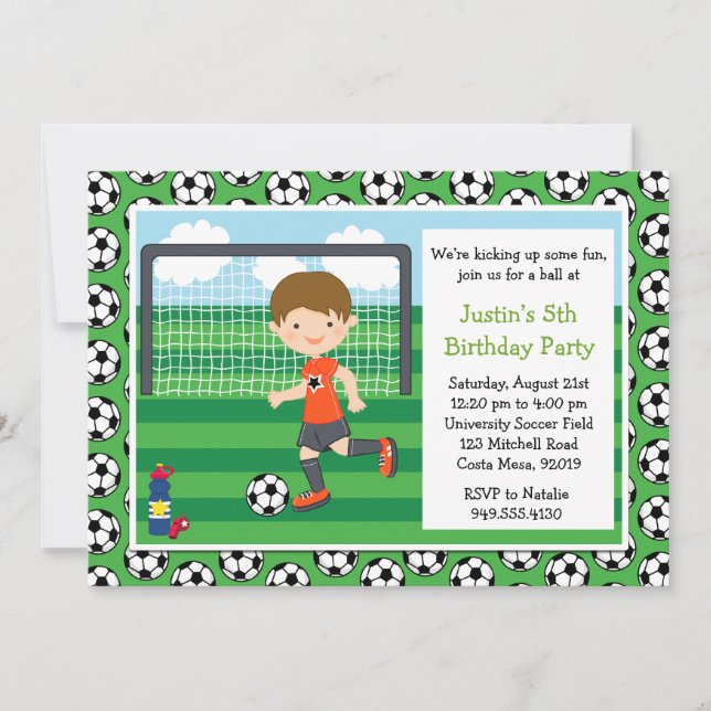 Boys Soccer Birthday Party Invitation (Front)