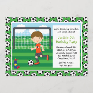 Boys Soccer Birthday Party Invitation