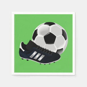 Boy's soccer football sport themed birthday party napkin