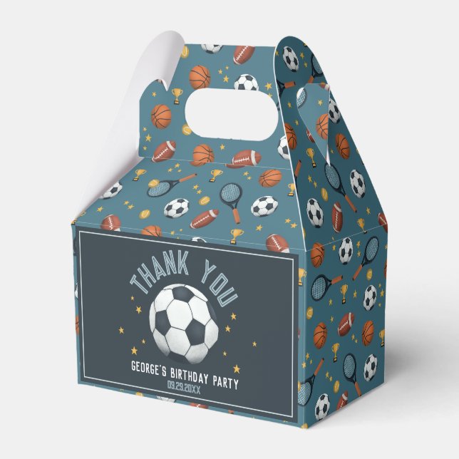 Boys Soccer Sport Kids Birthday  Favour Box (Front Side)