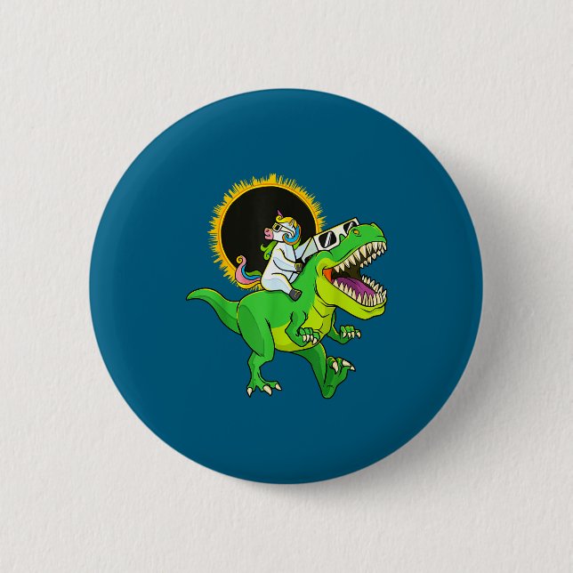 Boys Solar Eclipse Unicorn Riding Rex 6 Cm Round Badge (Front)
