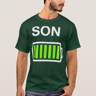 Boys Son Battery Mummy and Daddy Low Battery T-Shirt