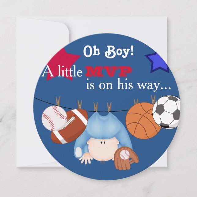 Boys Sports Baby Shower Invitation (Front)