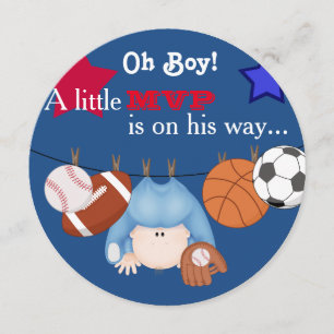 Boys Sports Baby Shower Invitation