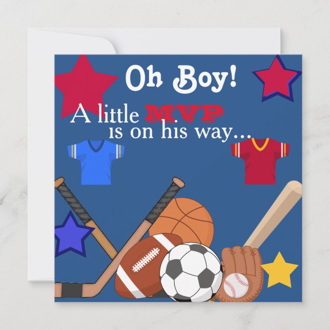 Boys Sports Baby Shower Invitation HOCKEY (Front)