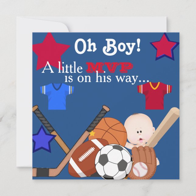 Boys Sports Baby Shower Invitation HOCKEY (Front)